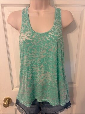 Women’s Juniors, Lilu, Mint Green Patterned Racerback Tank Top, Medium